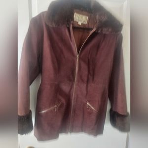 Brown suede w/brown faux fur jacket